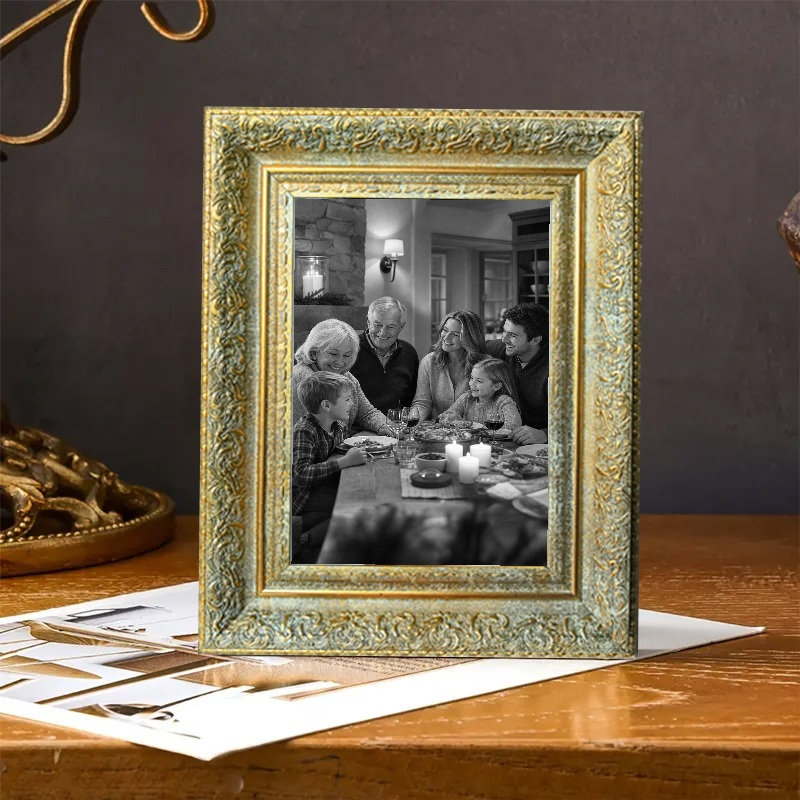 Cadre 3 pièces doré antique pour photos et cadeaux de Noël 5 po x 7 po, 3, 5" W x 7" H, Antique Gold