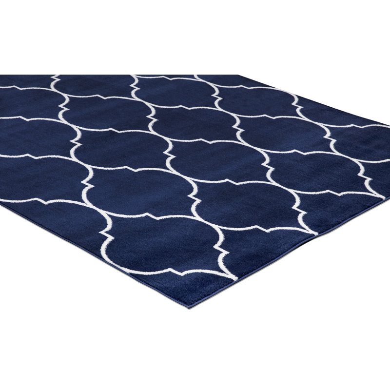Arianie Morocco Trellis Navy Area Rug, Rectangle 6'7" x 9'3"