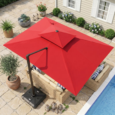 13' X 10' Rectangular Cantilever Umbrella, Weighted Base Included