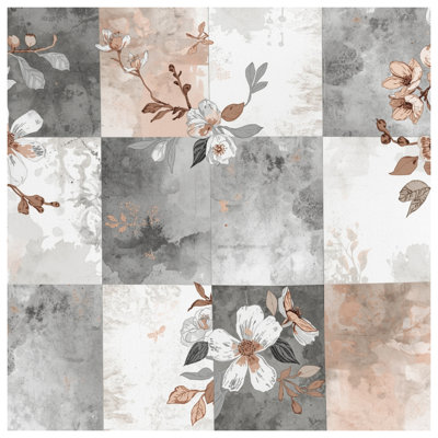 Floral Abstract Checkered Comforter