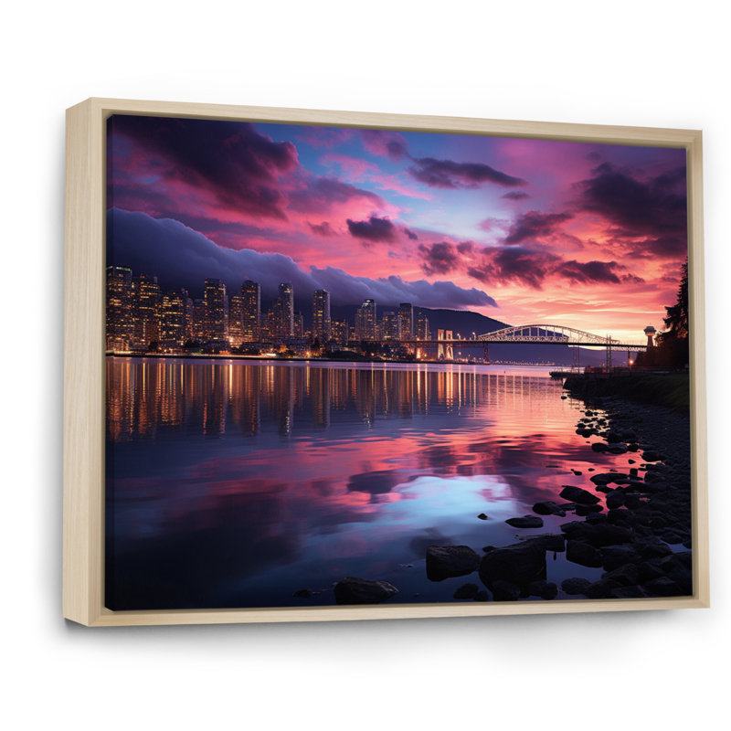 «Canada Vancouver Twilight», reproduction sur toile, H 24 po x l 32 po x P 1 po, Cadre naturel flottant