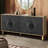 Black Carved Symmetrical Design Door And Wood Coloured Frame For TV Stand Table-767735297