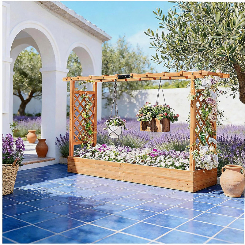 Wooden Planter Box,Trellis Planter,Raised Garden Bed