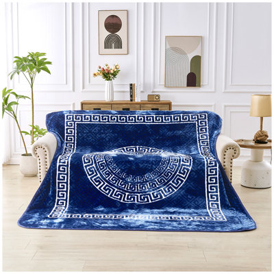 Greek Throw Blanket Warm Cosy Lightweight Decorative Premium Blanket for Sofa Couch Bed Living Room Bedroom Soft Plush All Season