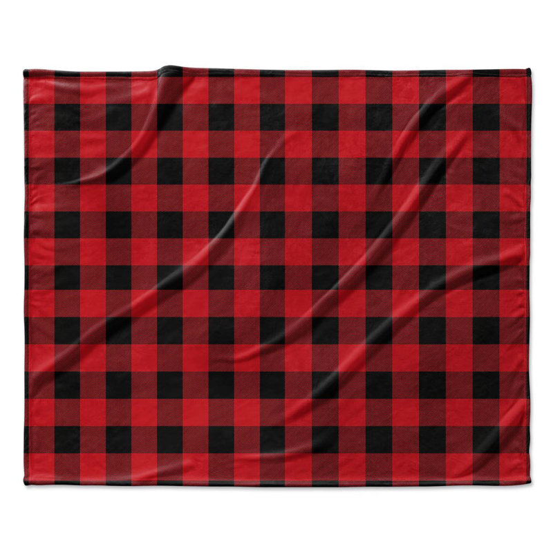 Black And Red Plaid Polyester Comforter, King Comforter + 2 King Pillowcases