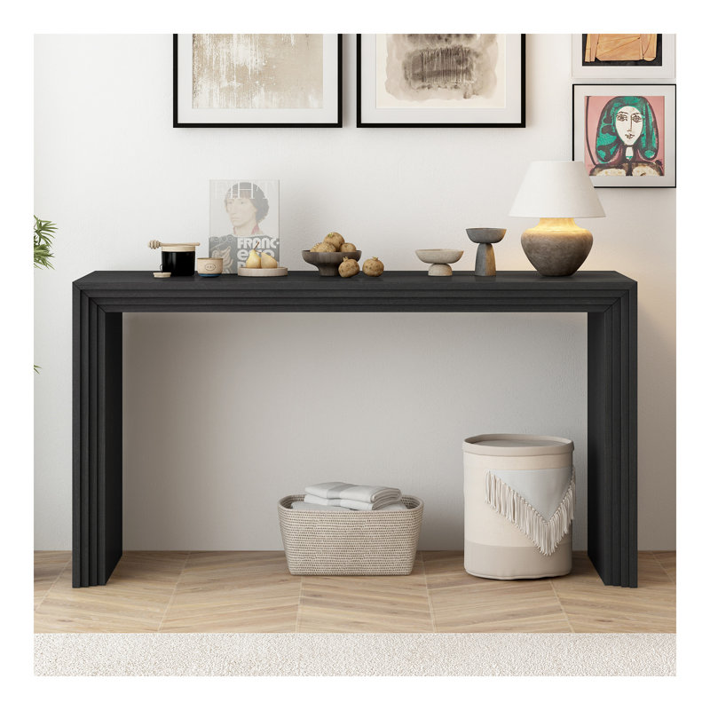 Console de style moderne en placage de bois massif de paulownia, convenant au vestibule, au salon ou à l'entrée.