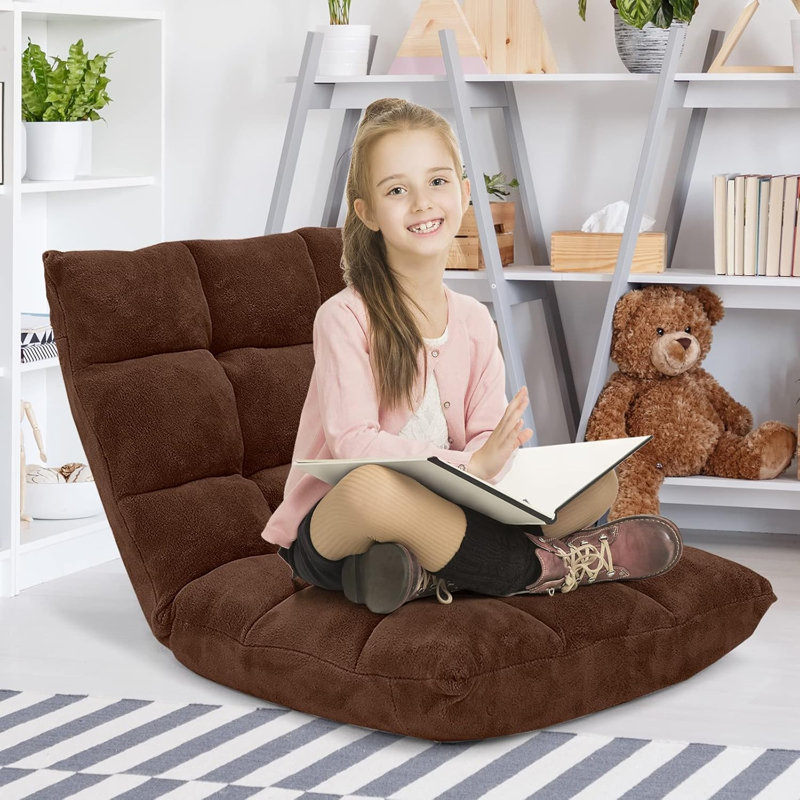 Adjustable Floor Chair With Back Support - 14-Position Reclining Gaming Chair, Padded Sleeper Sofa, Meditation Seat & Lounge Chair For Adults, Sturdy Steel Frame & Non-Slip Base