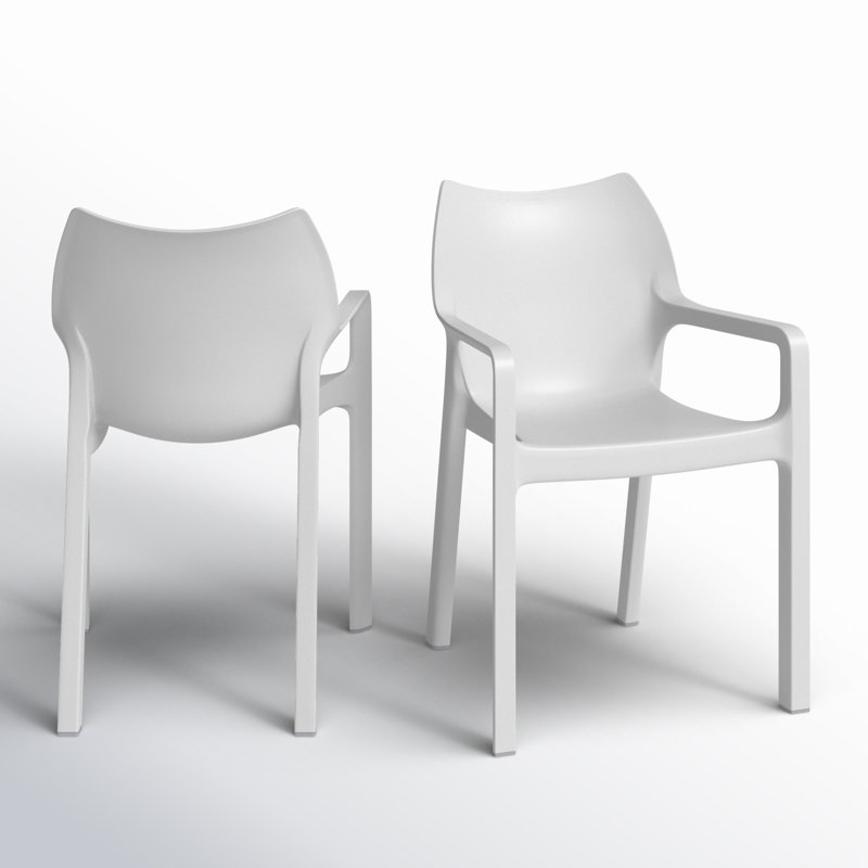 Adrian Stacking Patio Dining Armchair, White