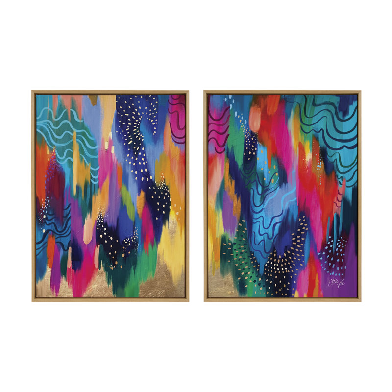 Ensemble d'art mural sur toile encadré "IL Brushstroke 128" par Jessi Raulet d'Ettavee, Naturel