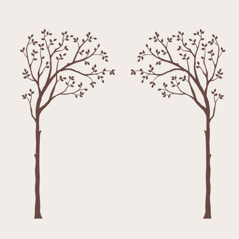 Décalcomanie murale arbre pour auvent de lit, Brun foncé / Brun clair
