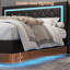 Upholstered Bed Frame With Diamond Tufted Headboard And RGB LED Lights, No Box Spring Required-1775471139-1775471138