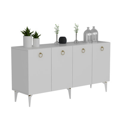 Modern White Console Table, 47.2 x 17.7 x 32.1 inches | 100% Melamine Coated Particle Board, Thickness: 0.7 inches | Sleek Design for Living Room or Entryway, Durable & Stylish Storage Solution