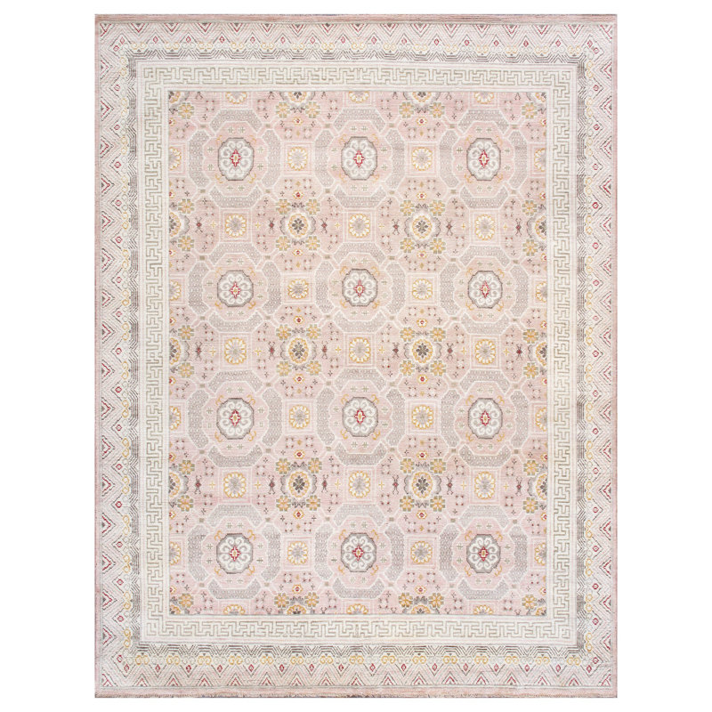 Tapis géométrique en laine noué à la main de 9 pi 2 po x 11 pi 10 po Khotan