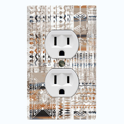 Tribal Marking Pattern Gray Nature Themed 1 - Gang Duplex Outlet Standard Wall Plate