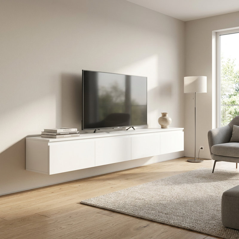 Syvanna 200 cm Wall-Mounted TV Cabinet, White