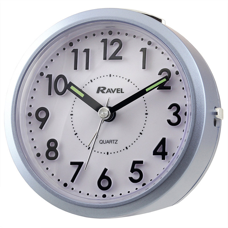 Analogue Quartz Movement / Crystal Alarm Tabletop Clock, Metallic Blue