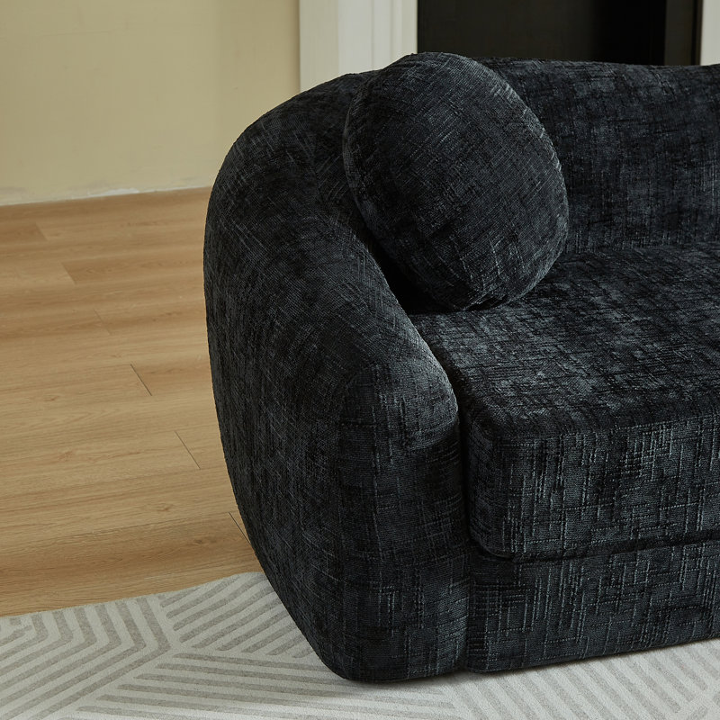 Canapé inclinable incurvé convertible, canapé-lit pliant sans cadre 2 en 1 avec base coulissante et assise profonde, canapé inclinable en chenille à deux places, aucun assemblage requis