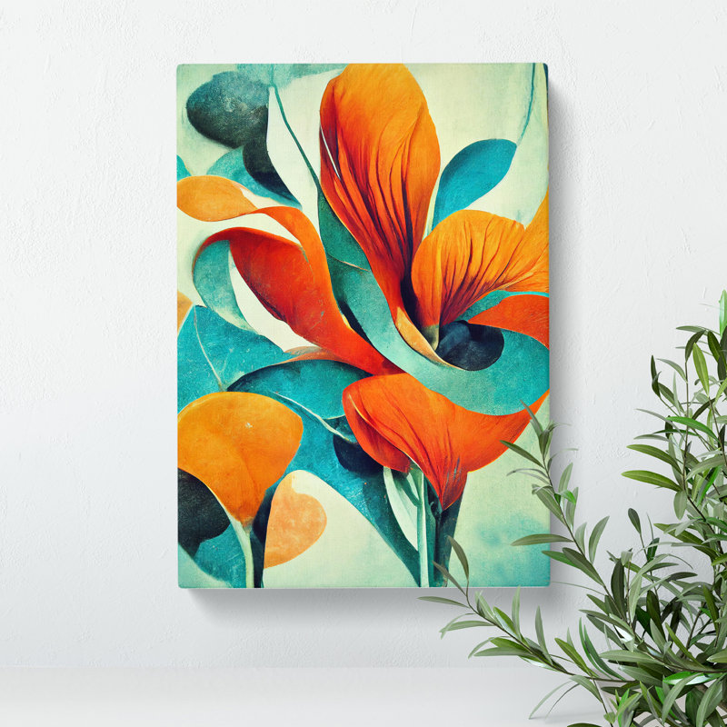 Abstract Flowers Modern No.2 - Wrapped Canvas, 50cm H x 35cm W x 3cm D