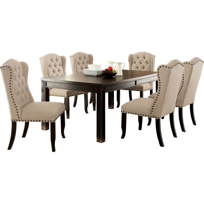 Adler 6 - Person Pine Solid Wood Top Four Leg Base Dining Set