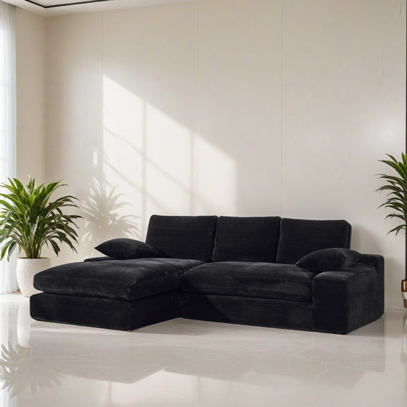 Canapé-lit modulaire 2 pièces pour salon, Polyester noir