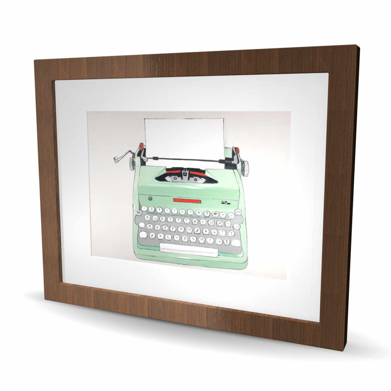 Mint Typewriter - Reproduction matte encadrée pour la décoration intérieure