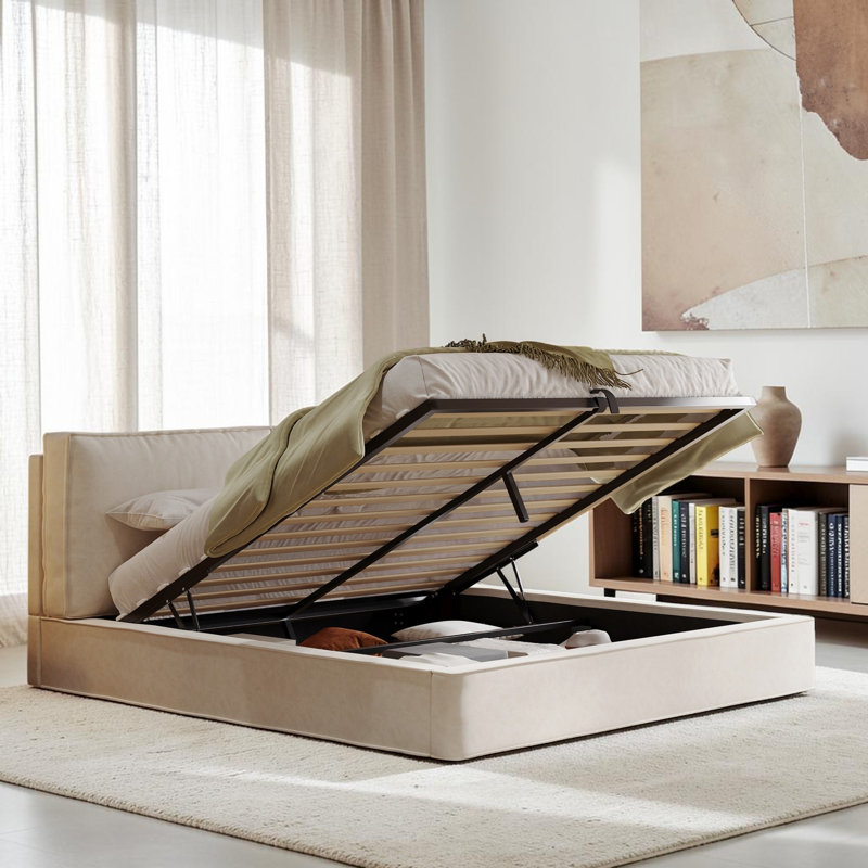 Ottoman Storage Bed Frame Hydraulic Lift-Up Storage Upholstered Bed, Double (4'6)