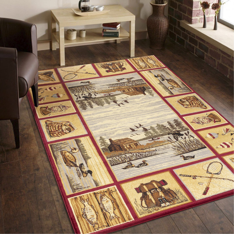 Multi 7 pi. 10 po X 10 pi 3 po Tapis Lodge, Rectangle 7 pi 10 po x 10 pi 3 po