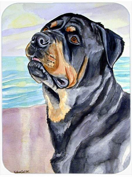 Winston Porter Black Rottweiler Glass Cutting Board