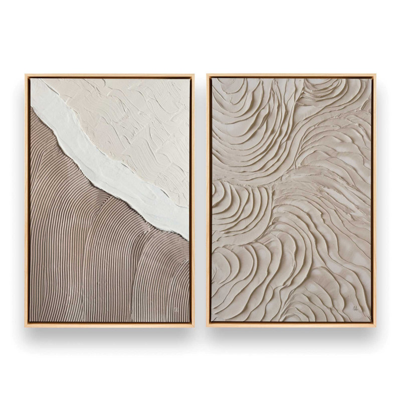 Ensemble de 2 impressions sur toile Wave Formations Duo II, Cadre flottant, Érable américain, 37.5" H x 51" W x 1.25" D