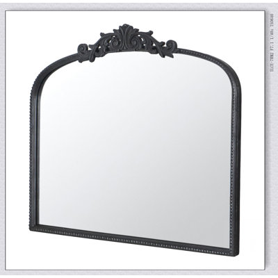 Grand miroir en forme d'arche 40 po x 31 po de style classique et cadre d'inspiration baroque