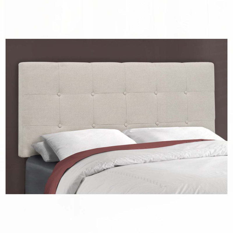 Lit plateforme en tissu d'ameublement, Beige, Lit double
