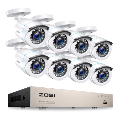 Système de caméra de sécurité 8CH 2MP 1080P DVR extérieur avec détection humaine, vision nocturne de 80 pieds