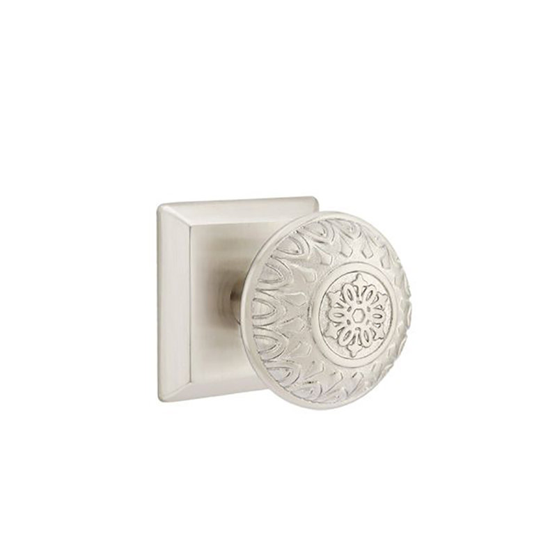 Privacy Lancaster Knob with Quincy Rose, Satin Nickel