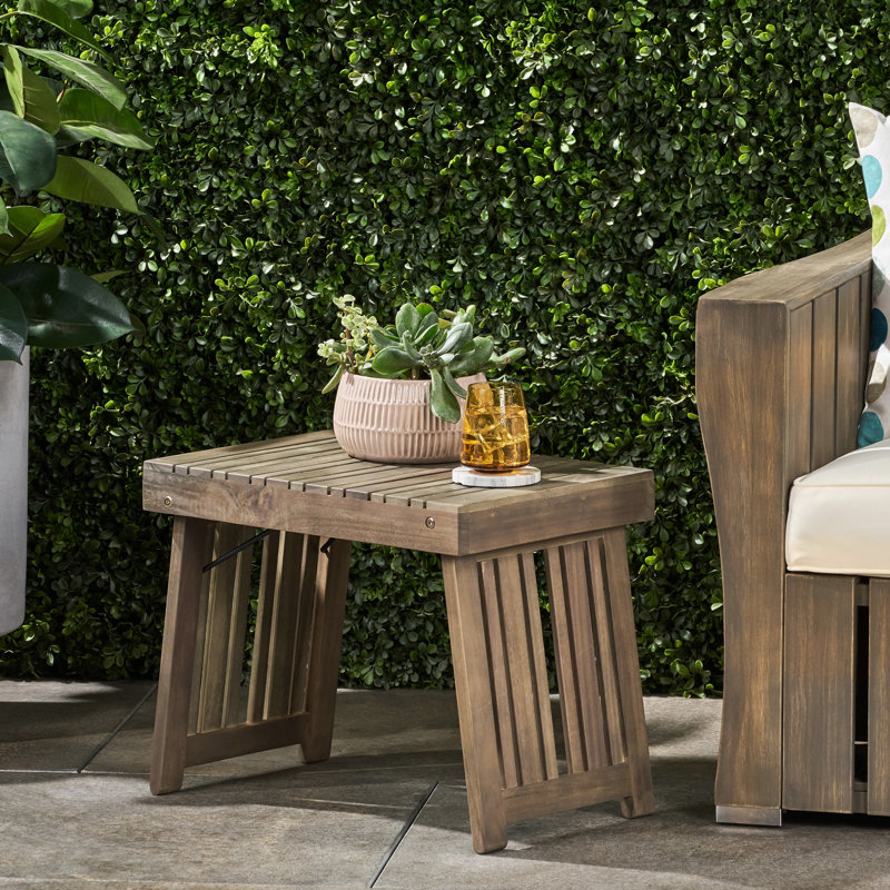 Table d'appoint pliable en bois, gris avec lattes, l 21,6 x P 13,6 x P 15,92