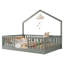 Lit double en bois Montessori avec rails hauts et lumière intégrée pour enfants, gris-130007633-130007629