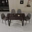 Table de salle à manger en bois noir avec table, base en métal, table ergonomique avec sièges et table de 4 personnes, cadre noir de 59 po pour une durabilité accrue
