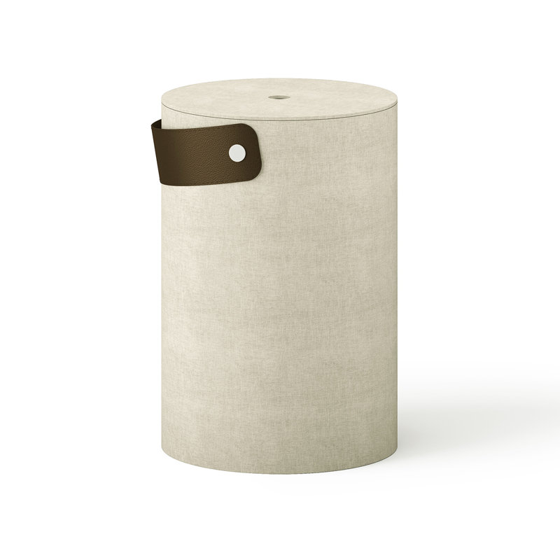 Linen Faux Polyester Laundry Basket with Handles, Cream