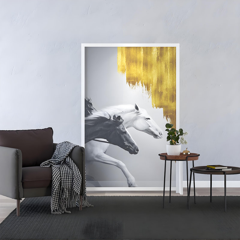 Paravent au galop, H 70,87 po x l 47,24 po x P 1,57 po, Cadre blanc