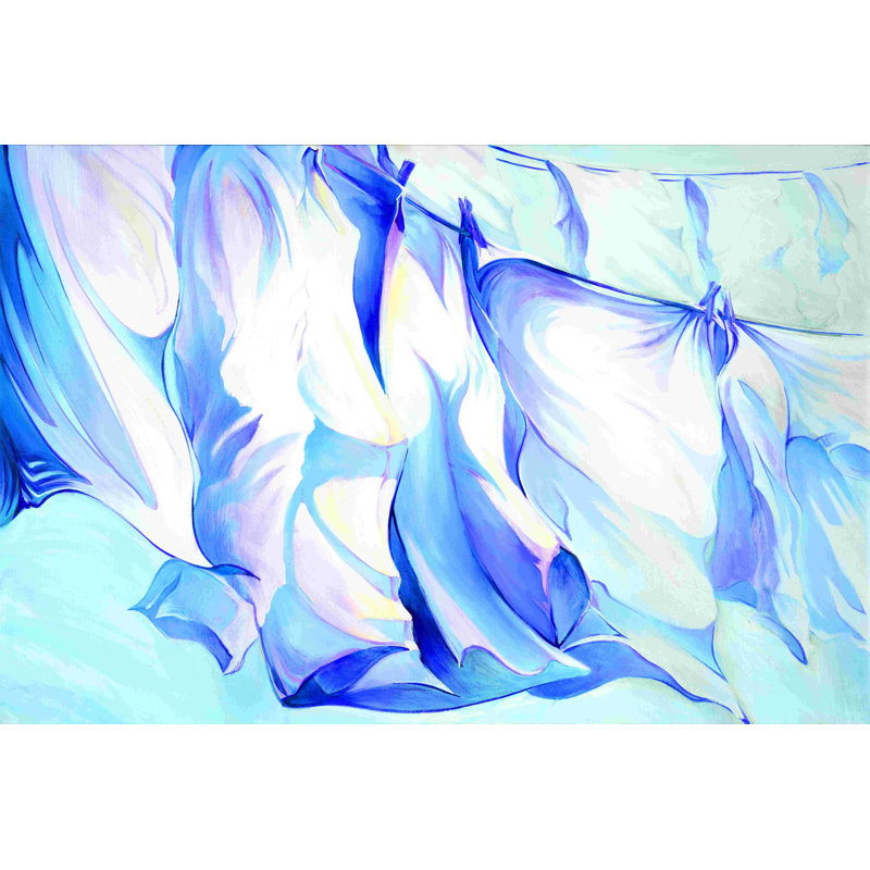 Croustillante brise bleue - peinture sur toile tendue, H 24 po x l 36 po