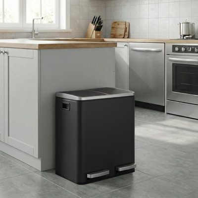 Steel Step On Multi-Compartment Rubbish & Recycling Bin