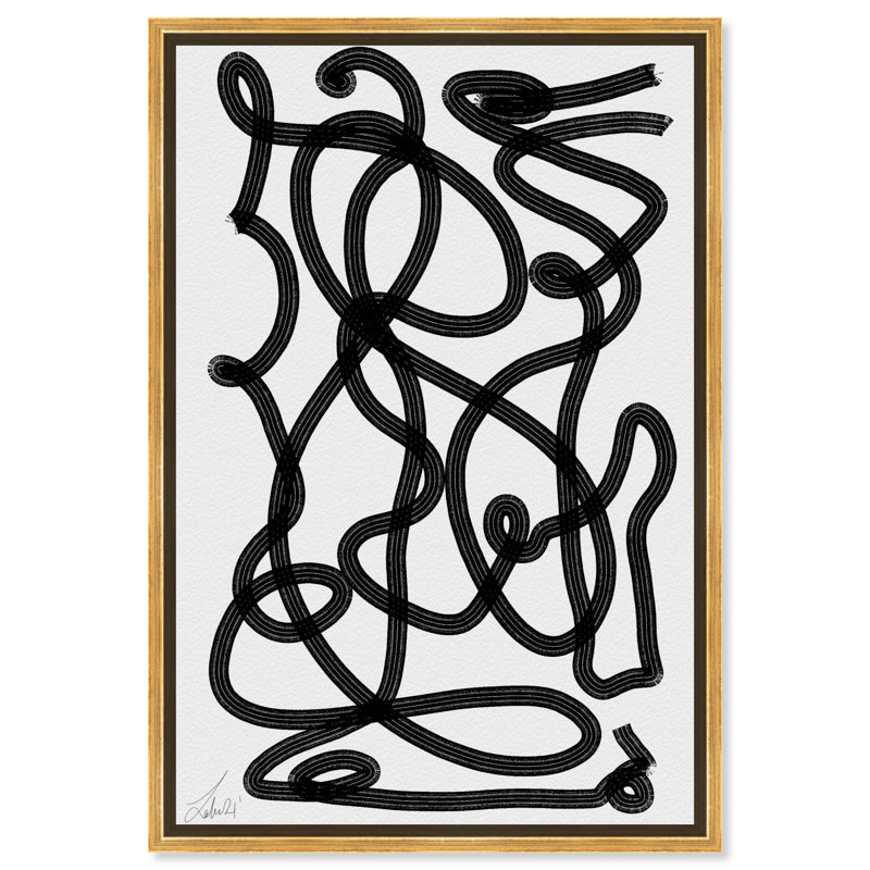 Million Ways - Impression sur toile, H 36 po x l 24 po, Toile avec cadre doré, Noir