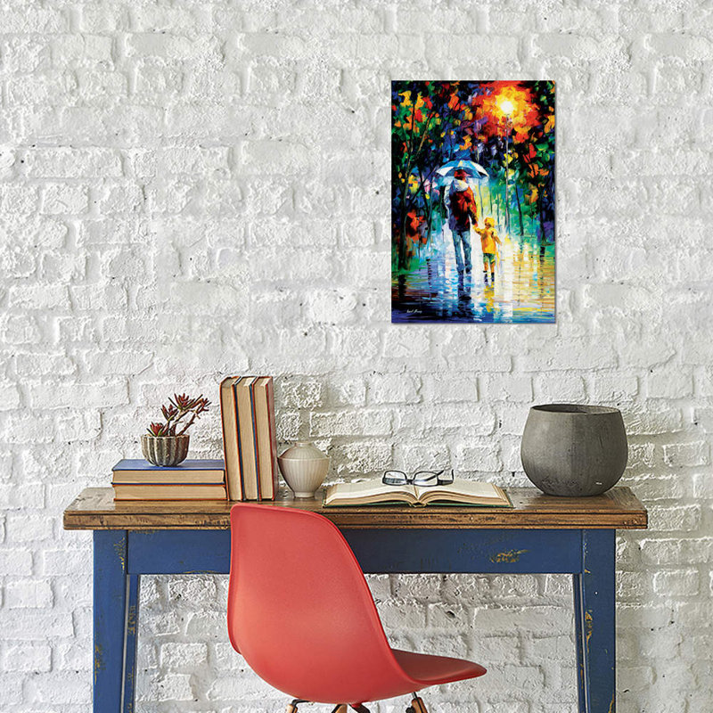 Rainy Walk With Daddy by Leonid Afremov - Wrapped Canvas Painting, 66.04 cm H x 45.72 cm W x 3.175 cm D