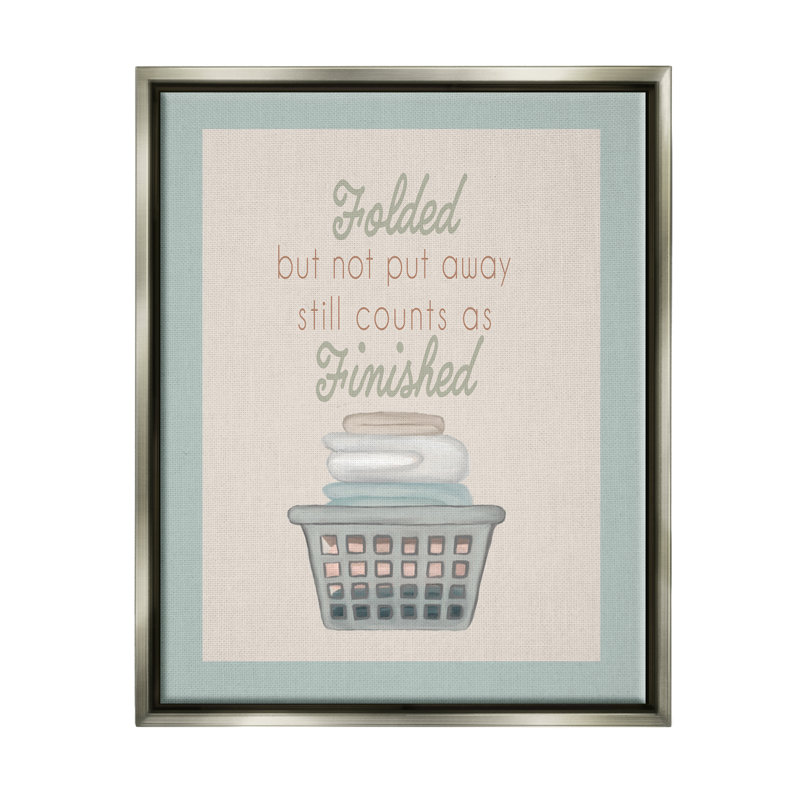 «Yulemi Funny Folded Laundry» par Elizabeth Medley, H 31 po x l 25 po x P 1,7 po, Cadre flottant gris lustré