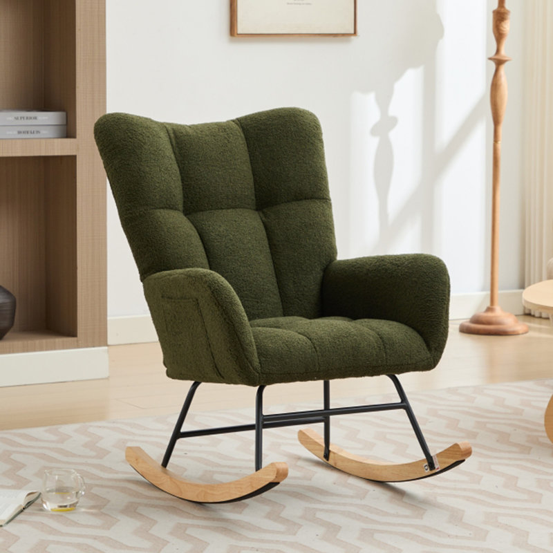 Chaise berçante rembourrée Modern, Vert foncé