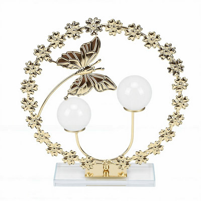 Figurine en métal artificielle boule de cristal sculpture ornement décoration de la maison statue de fleur art en forme de U