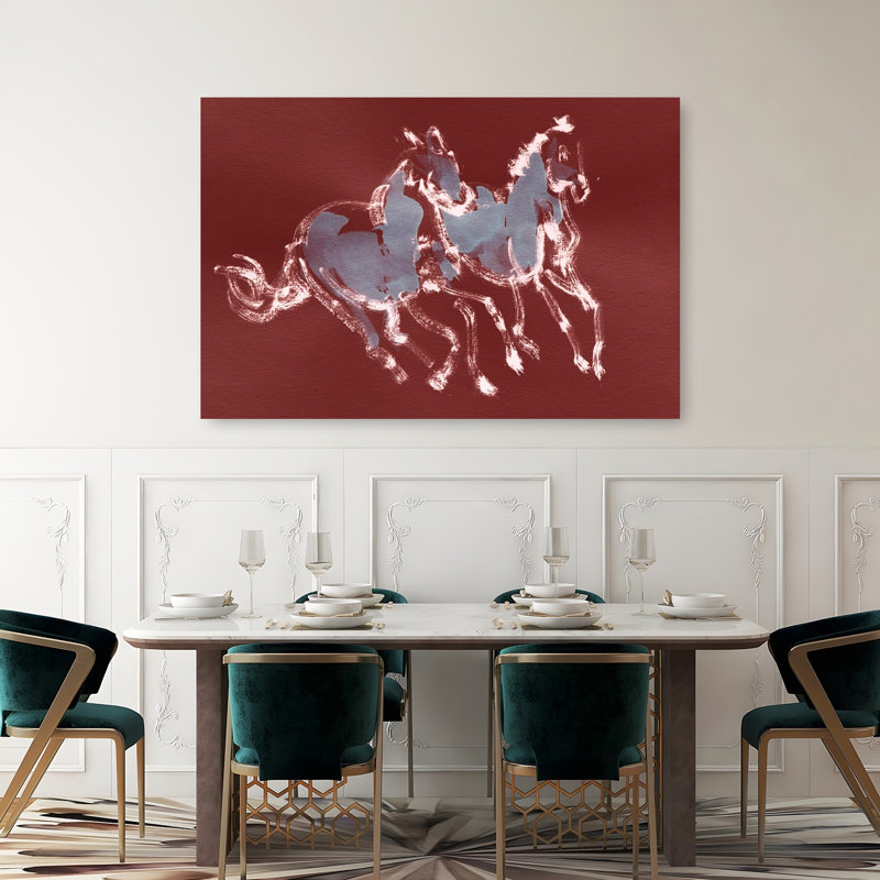 Abstrait cheval moderne abstrait, reproduction d'art contemporain cheval, 40" H x 60" W