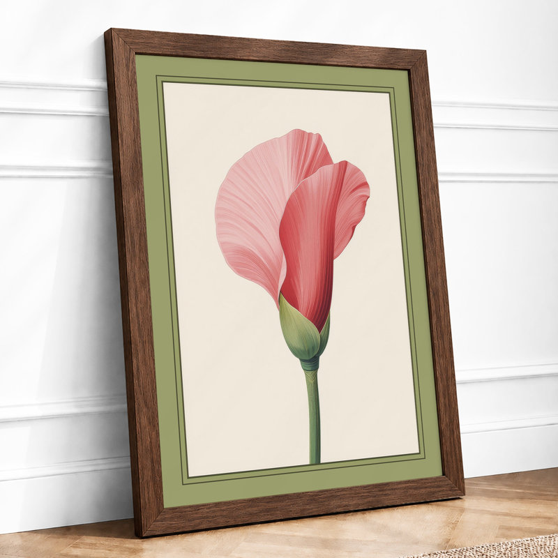 Pink Carnation Study Botanical - Print, A2 - 59.4 x 42.0 cm, Walnut