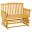 Banc oscillant / oscillant pour 2 personnes avec conception à séchage rapide et accoudoirs larges, causeuse en bois pour la cour arrière, naturel