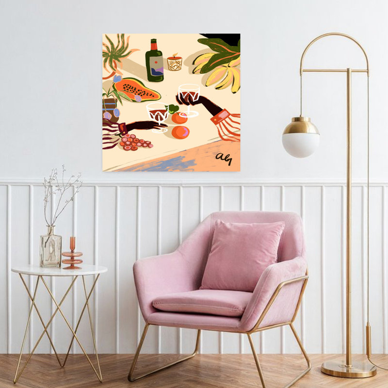 Art contemporain, plante fruitière colorée, H 32 po x l 32 po