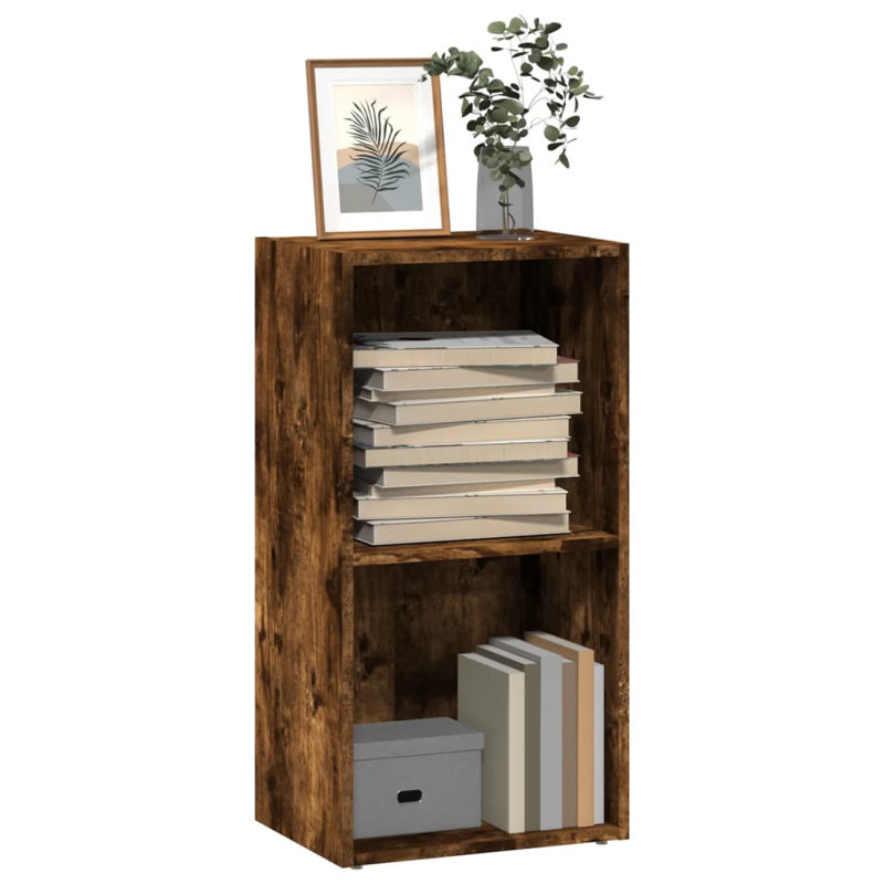 Analuisa Bookcase, (2 Shelves) 77cm H x 40cm W x 30cm D, Smoked Oak